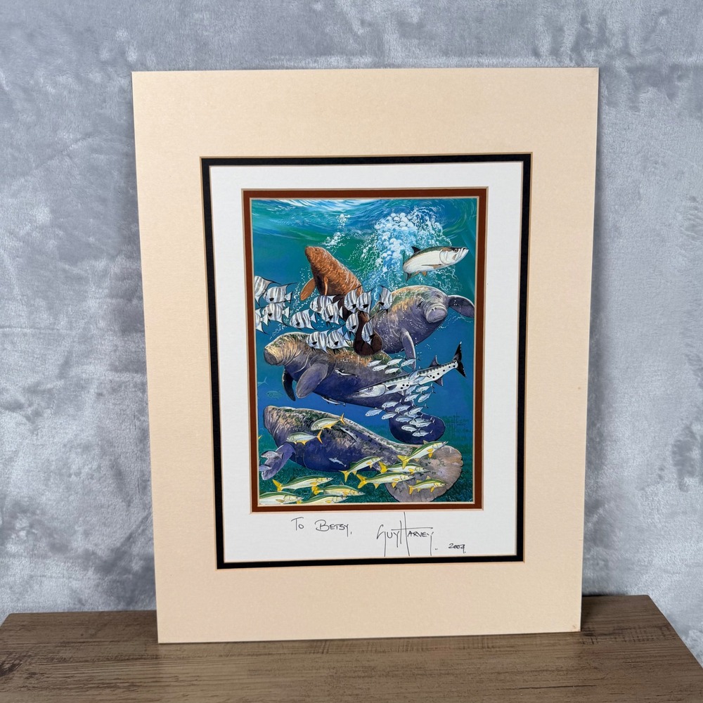 Guy Harvey Signed Manatee Marine Life Unframed Art Print Personalized To Betsy